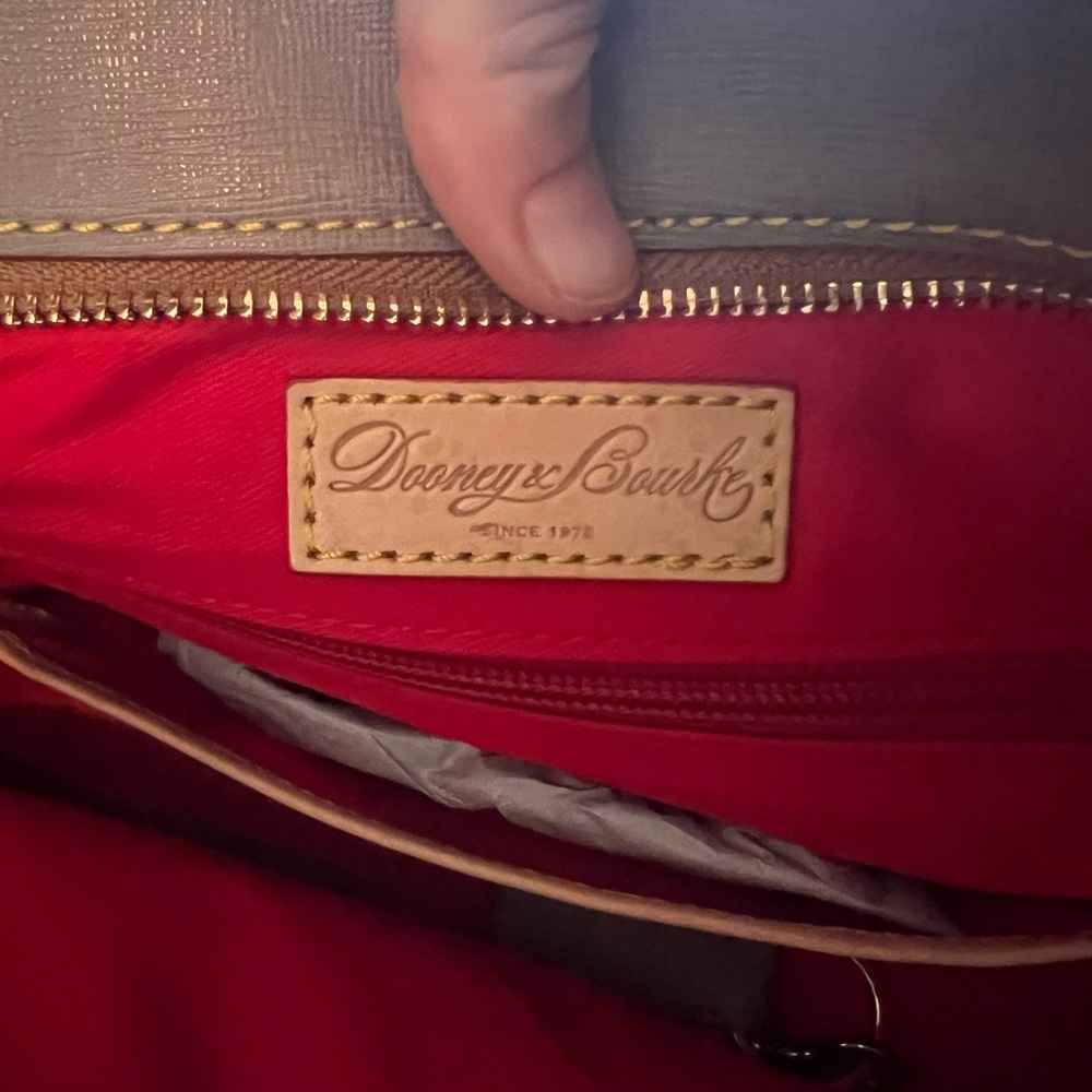 Dooney & Bourke Gray and Tan Tote Bag with Leather Accents - Picture 4 of 7